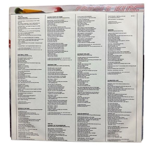 Carole King - Speeding Time (Vinyl, 1983, Atlantic Records) - Picture 3 of 6